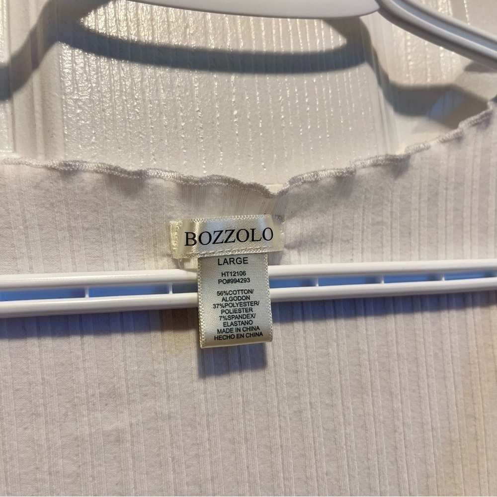 3/30$💥 Y2K Bozzolo Crop Top Ribbed Tank White Large Sleeveless summer camisole - Picture 3 of 4